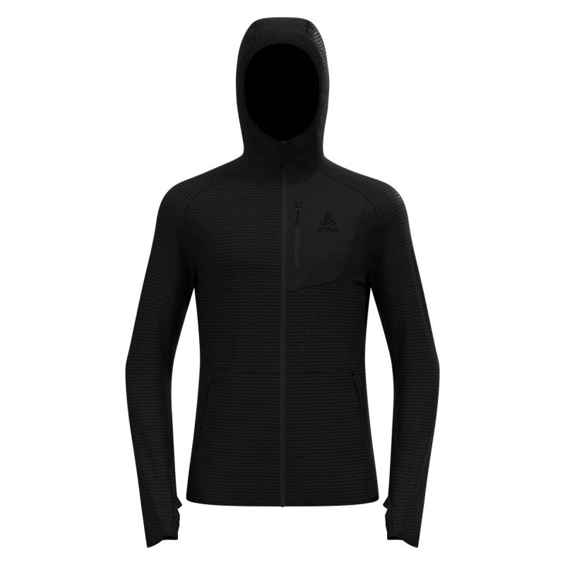 Polaire ODLO MID LAYER HOODY FULL ZIP ASCENT (black) homme