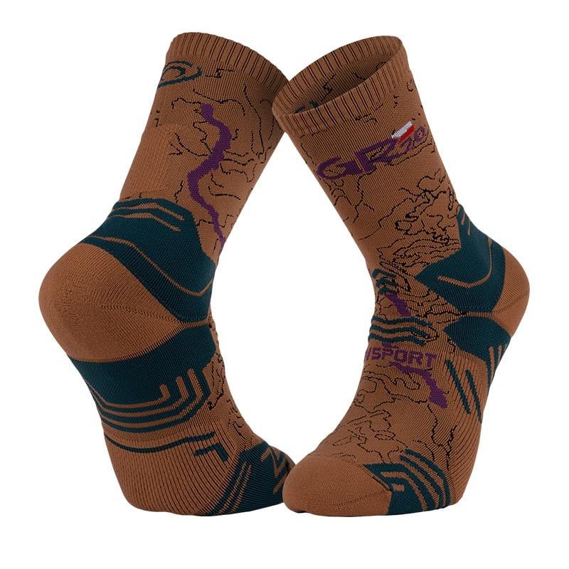 Chaussettes de randonnée BV SPORT SOCQUETTE TREK GR "HAUTE - POLYAMIDE" GR20 (MARRON/VERT)