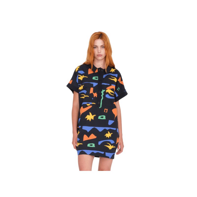 Robe VOLCOM FA ARTHUR LONGO SS DRESS (BLACK) Femme