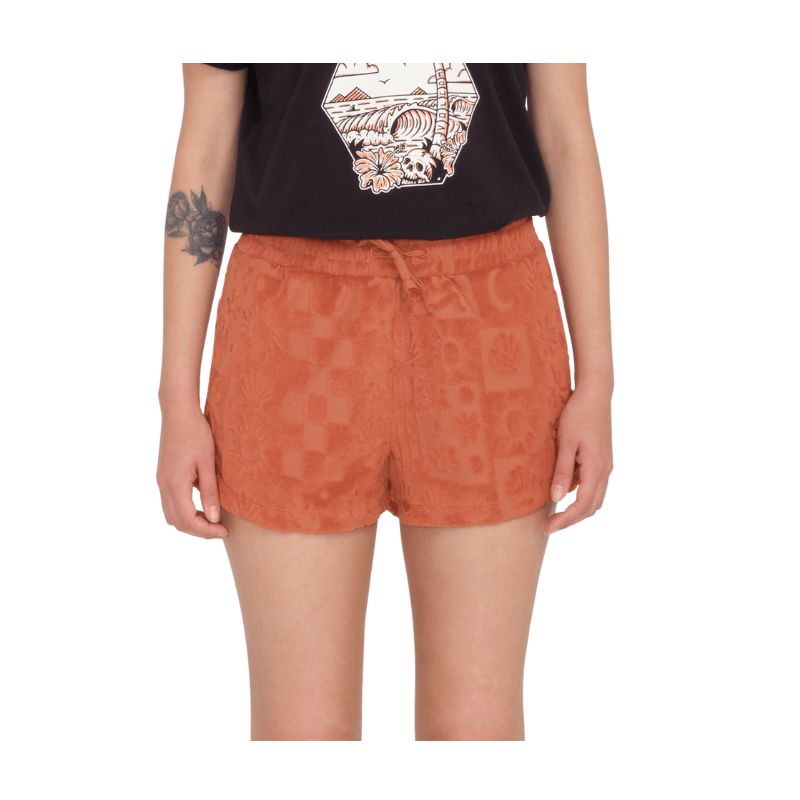 Korte Broek Volcom SUNNY WILD TERRY CLOTH SHORT (ROSEWOOD) Dames