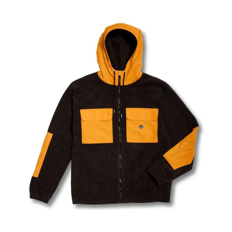 Sudadera con capucha y cremallera para hombre Volcom Yzzolater Lined (negro)