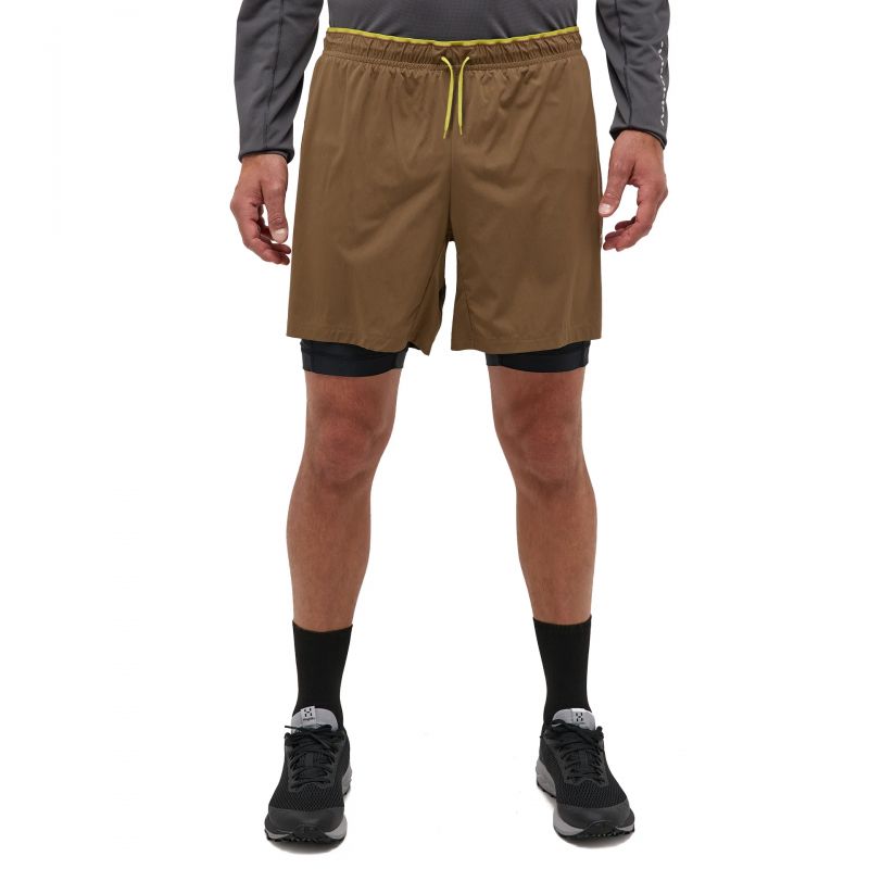 Pantalones cortos HAGLOFS L.I.M Tempo Trail 2 en 1, Hombre (Marrón teca/Negro verdadero)