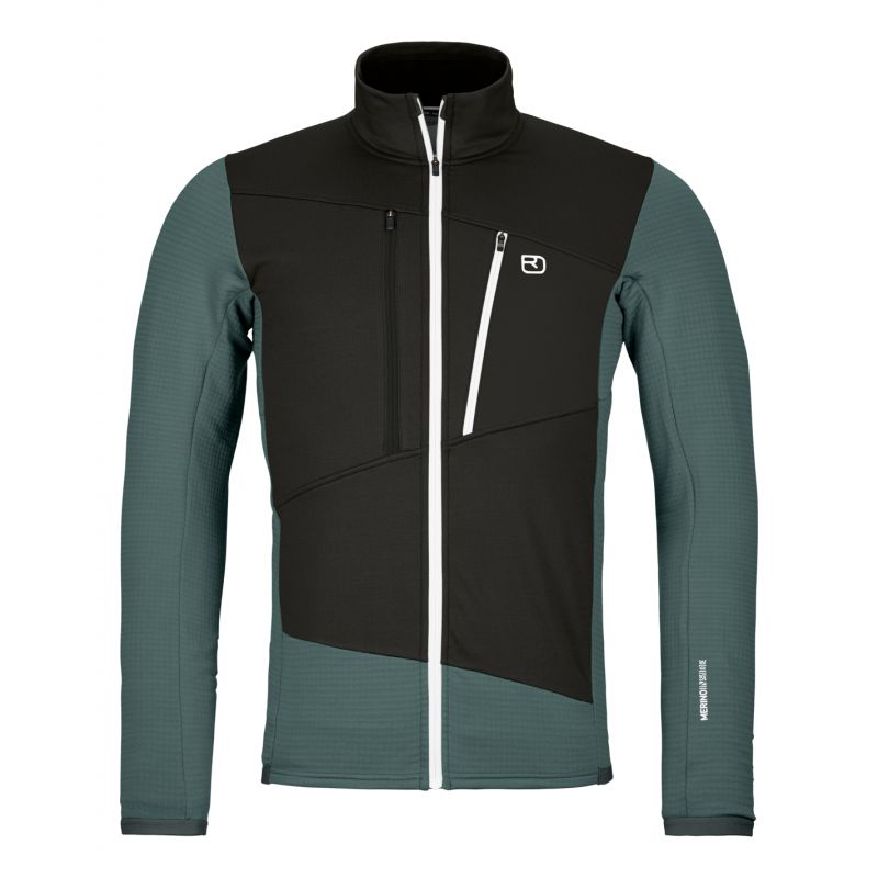 Heren fleece Ortovox FLEECE GRID JACKET M (donker poolgrijs)