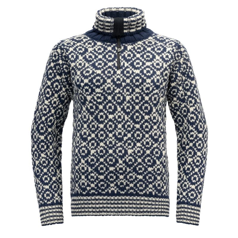 Pullover Devold SVALBARD LANA COLLO CON ZIP (NOTTE/BIANCO)