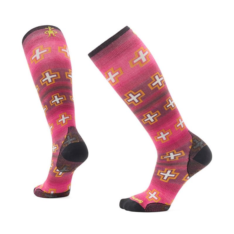 Hiihtosukat Smartwool Naisten Ski Zero Cushion Paths Crossed P Ski (POWER PINK)