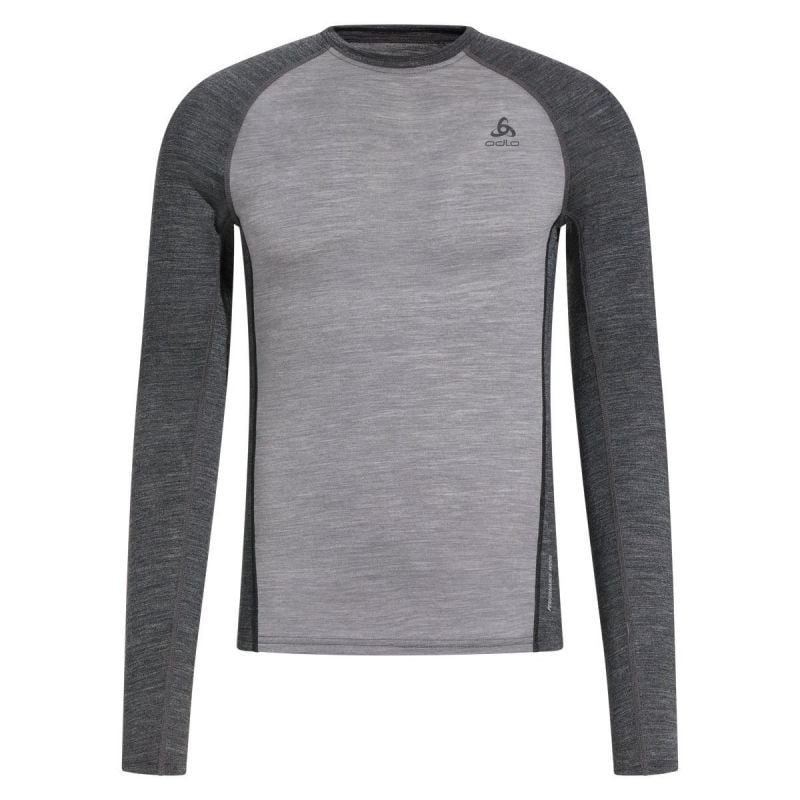 Haut technique ODLO BL TOP crew neck l/s - NATURAL PERFORMANCE PW 150 (grey melange - dark grey melange) homme