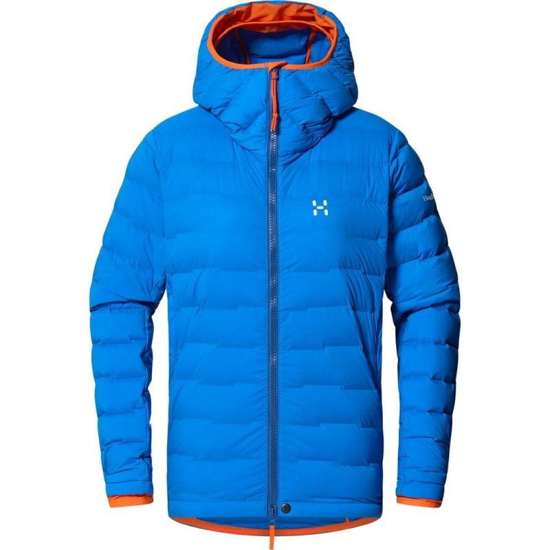 Chaqueta con capucha de plumón HAGLÖFS Spitz para mujer (Azul eléctrico)