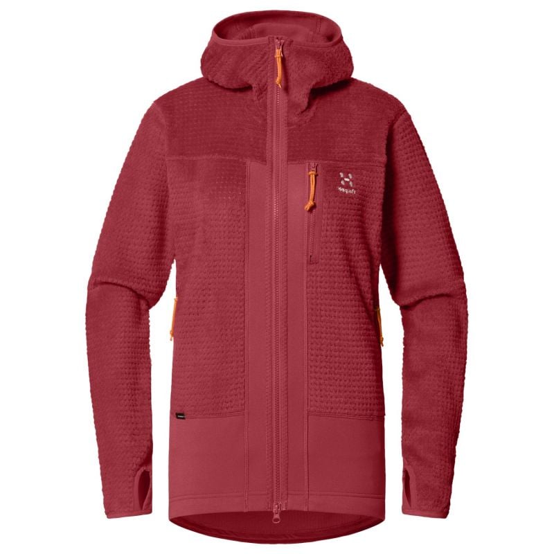 Chaqueta polar HAGLOFS Vassi Mid Hood para mujer (Rojo carmín)