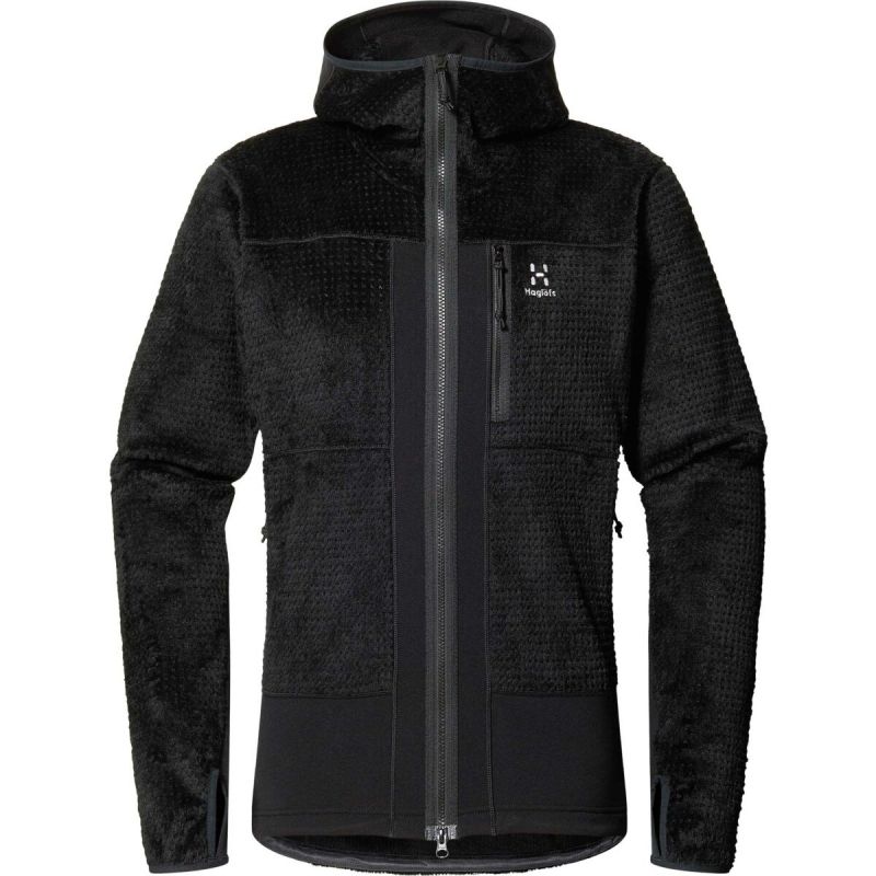 Miesten HAGLOFS Vassi Mid Hood fleecetakki (True Black)