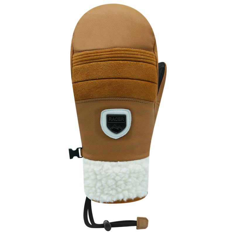 Manoplas Racer Manoplas de ESQUÍ DE CUERO PREMIUM para hombre (Negro Marrón)