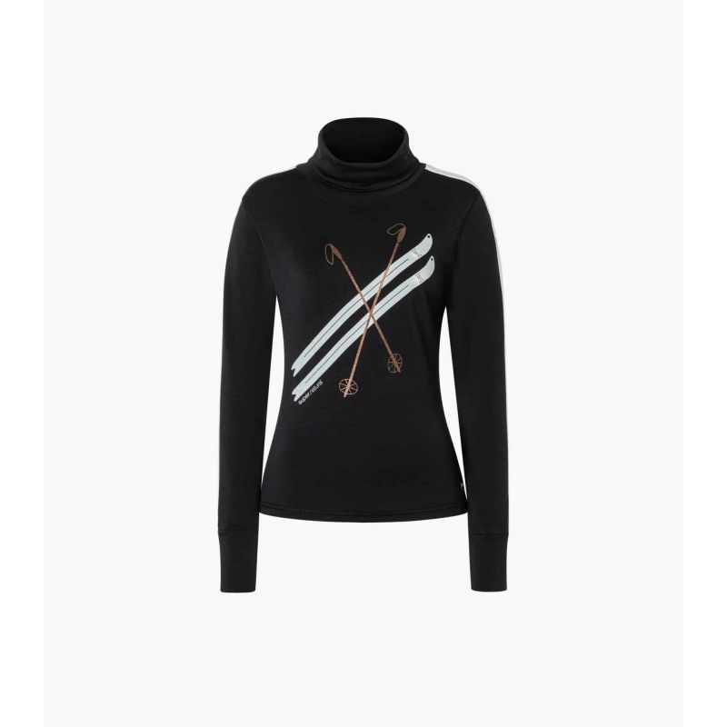 Intimo tecnico donna in lana merino SUPER.NATURAL W KRYSSEDE SKI ROLL NECK (Jet Black/Fresh White/Copper/Natural White)