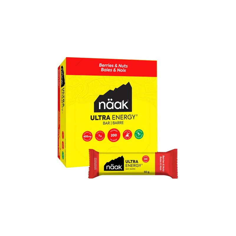Förpackning med energibars Naak Berries &amp Nuts - Ultra Energy Bar (12 x 50g)