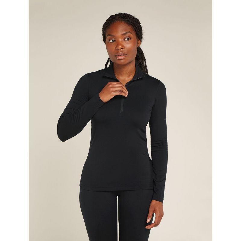 Ropa interior técnica de mujer Icebreaker Mer Core Heavyweight LS Half Zip (negro)