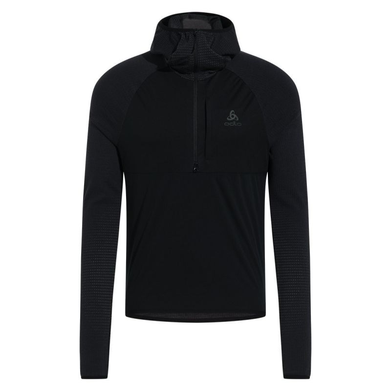 Windjacke Odlo Mid layer hoody 1/2 zip - ZEROWEIGHT PRO PW SEAMLESS WINDPROOF (black) Mann