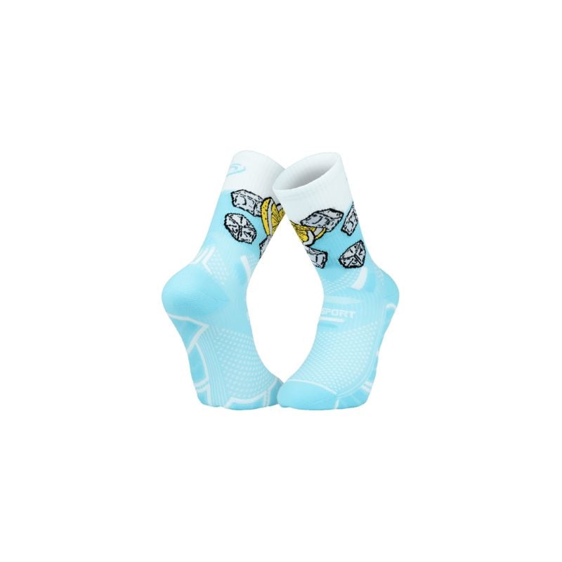 Chaussettes de trail BV SPORT SOCQUETTE TRAIL ULTRA.2 COLLECTOR "NUTRI" BLUE LAGOON (BLEU)