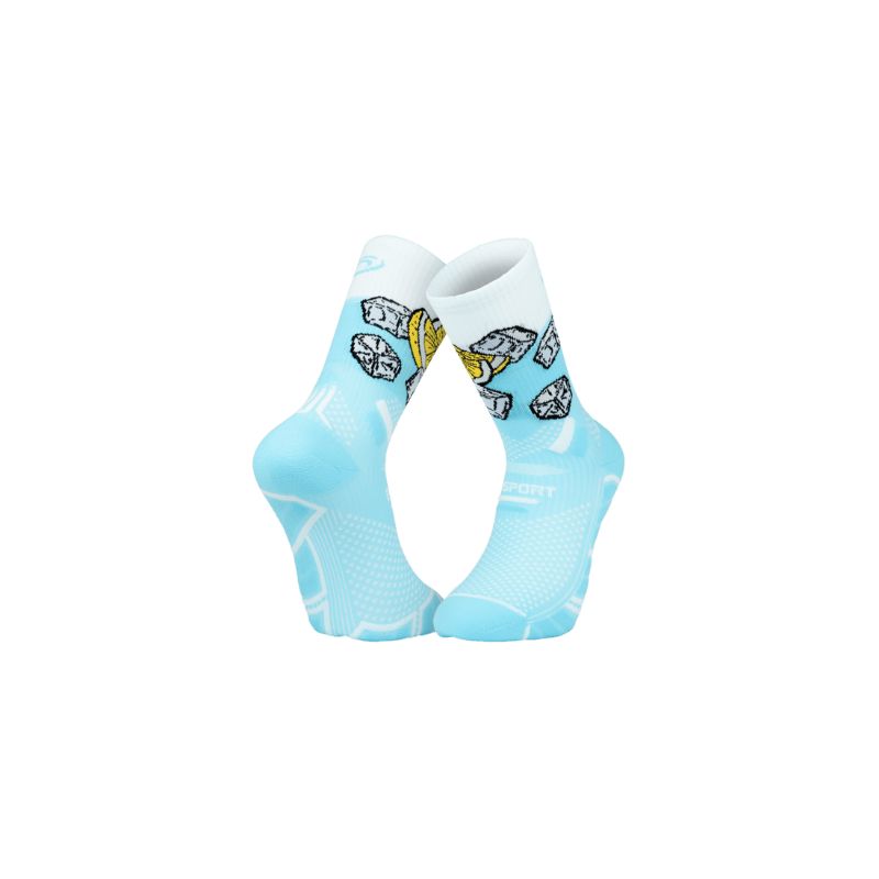 Trail socks BV sport SOCQUETTE TRAIL ULTRA.2 COLLECTOR "NUTRI" BLUE LAGOON (BLEU)