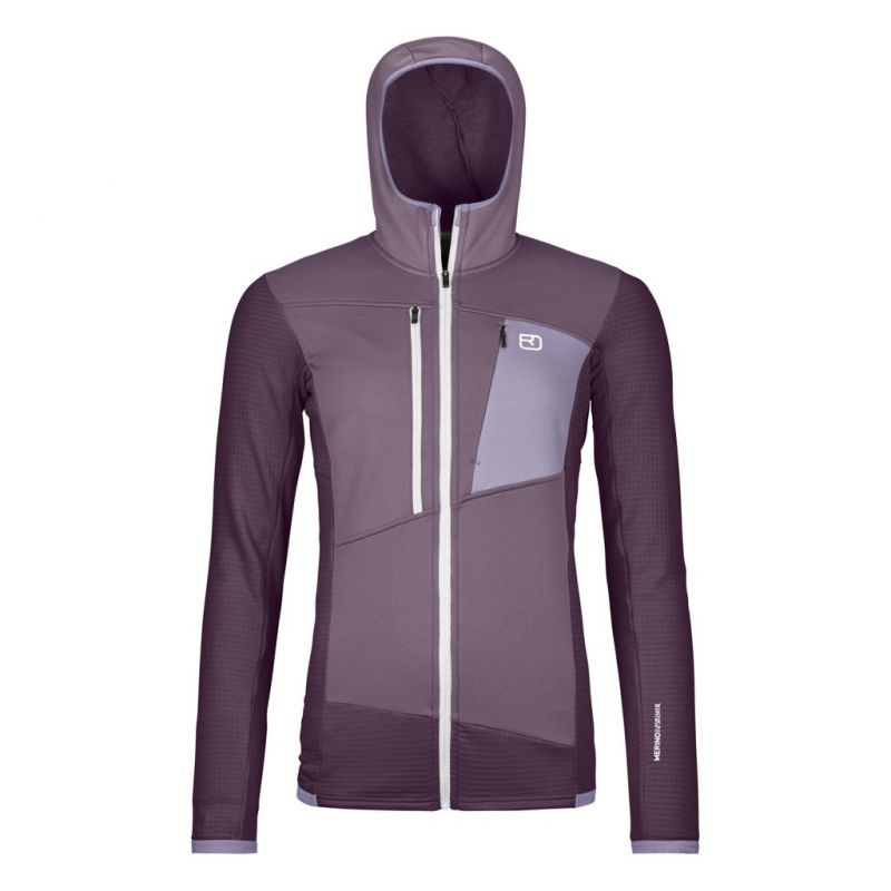 Polar Fleece Ortovox FLEECE GRID HOODY W (villi tumma marja) naisten