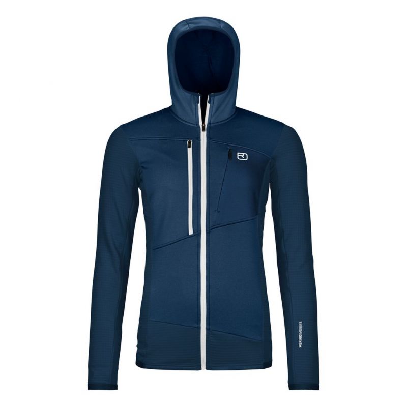 Polar fleece Ortovox FLEECE GRID HOODY W (deep ocean) Women's