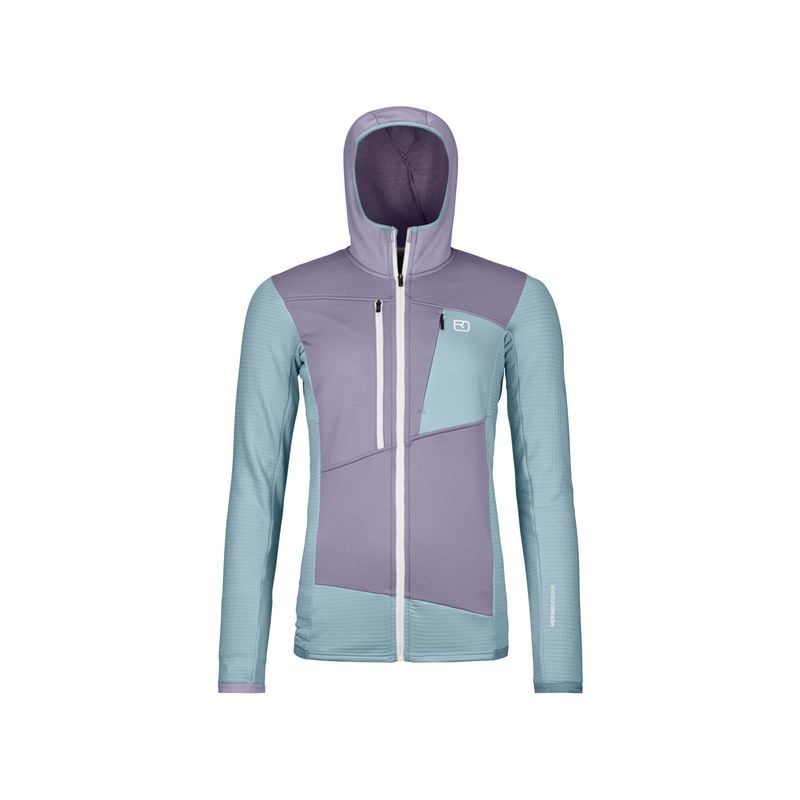 Fleece Ortovox FLEECE GRID HOODY W (glacier grey) Women