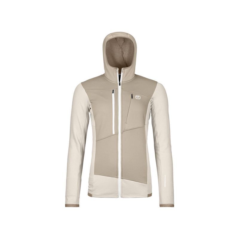 Forro polar Ortovox FLEECE GRID HOODY W (white chalk) Mujer