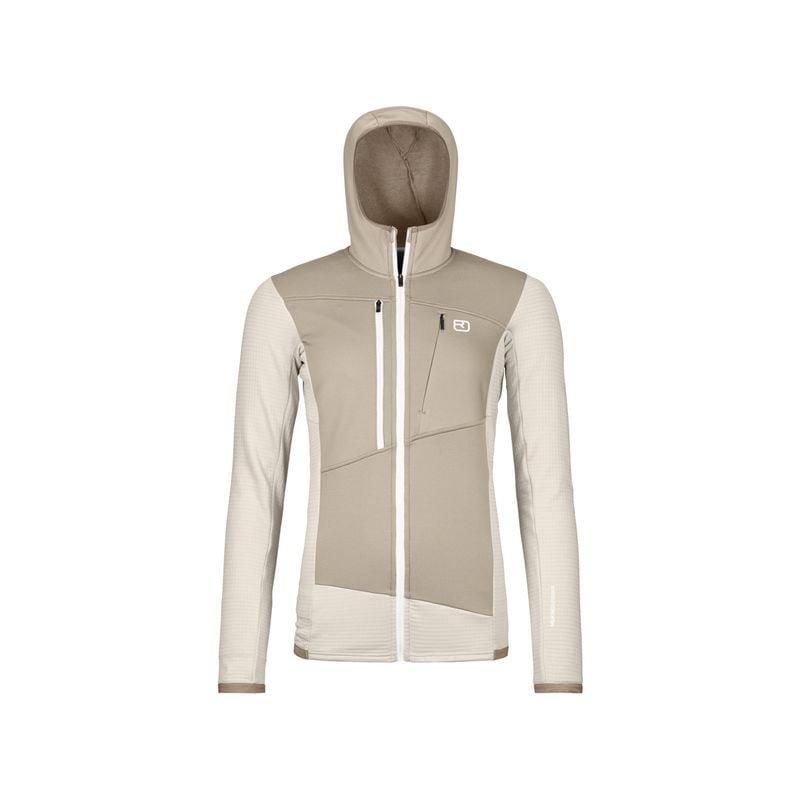 Polar fleece Ortovox FLEECE GRID HOODY W (white chalk) Women's