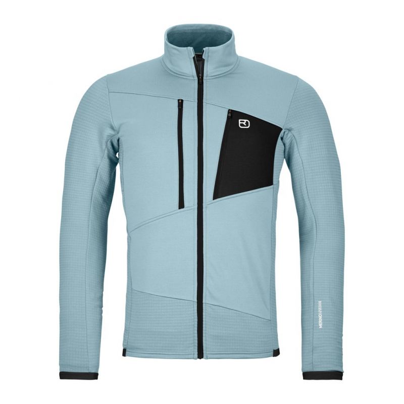 Fleece Ortovox FLEECE GRID JACKET M (glacier grey) Mannen