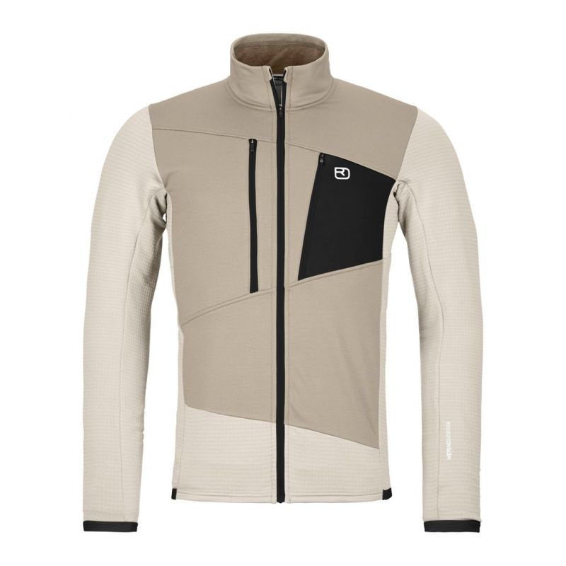 Fleece Ortovox FLEECE GRID JACKET M (White chalk) Männlich