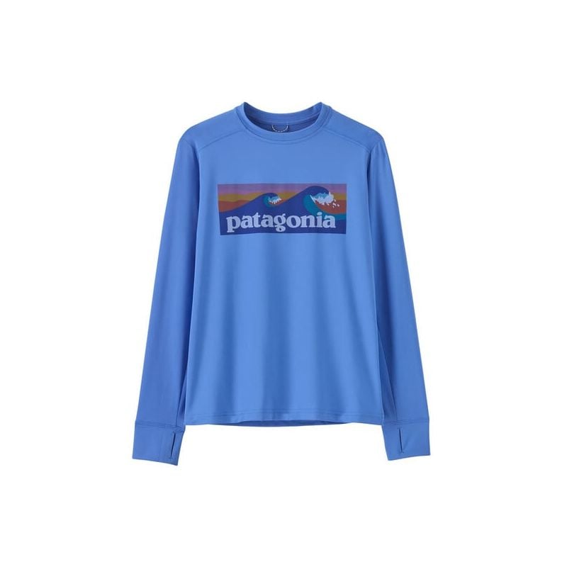 T-shirt Patagonia K's L/S Cap SW T-Shirt (Boardshort Logo: Abundant Blue) Børn