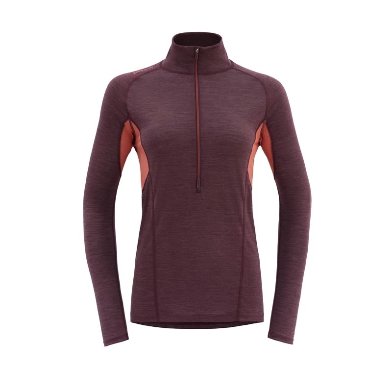 Naisten tekninen toppi Devold Running Merino 130 Zip Neck (Port) (satama)