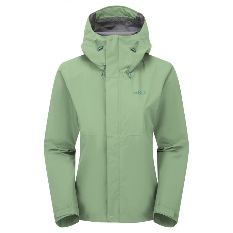 Giacca da trekking Rab Downpour Jacket Wmns (Fig Green) Donna