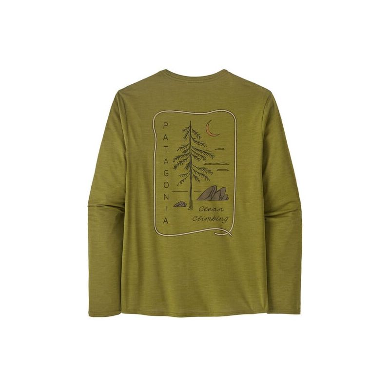 T-shirt manche longue PATAGONIA M's L/s Cap Cool Daily Graphic Shirt (Clean Climb Roots: Graze Green X-Dye) homme