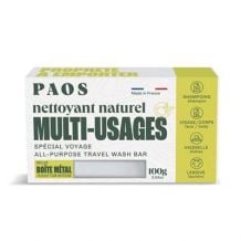 PAOS Kit : Monikäyttöinen kiinteä puhdistusaine (vartalo, hiukset, pesu) + metallirasia - ()