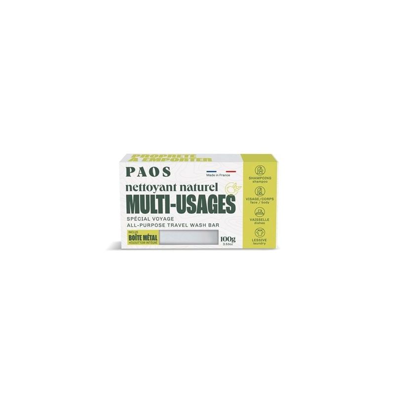 PAOS Kit : Multi-purpose solid cleaner (body, hair, linen, dishes) + metal box - ()