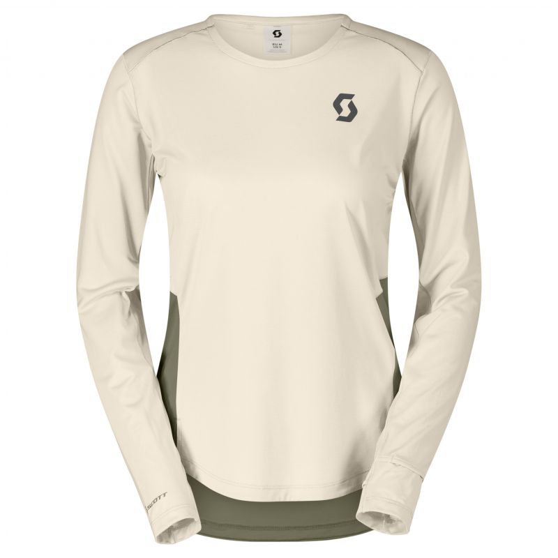 Maglietta da trail a maniche lunghe Scott Tee W's Endurance Tech LS (cotone bianco/verde fieno) Donna