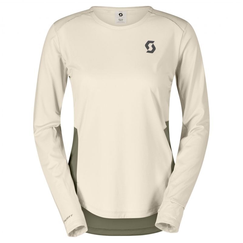 Pitkähihainen polku T-paita Scott Tee W's Endurance Tech LS (puuvilla valkoinen/heinänvihreä) Naisten T-paita Scott Tee W's E