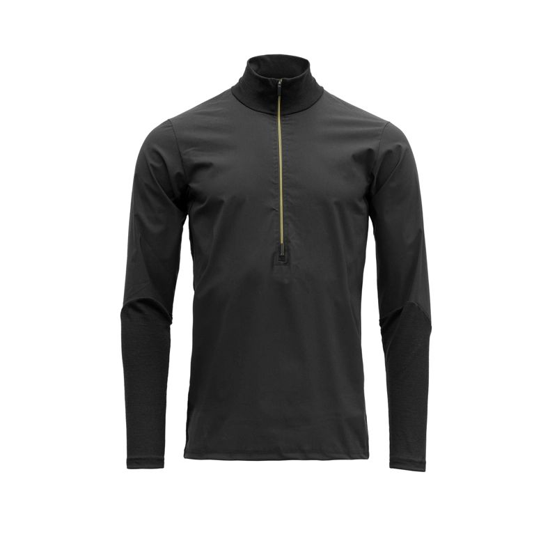 Camiseta manga larga Devold RUNNING MERINO COVER ZIP NECK MAN (CAVIAR) Homme