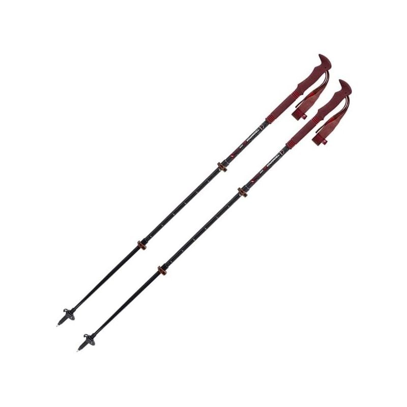 Vandrestave Komperdell CARBON PRO ZERO COMPACT (Sort/Rød)