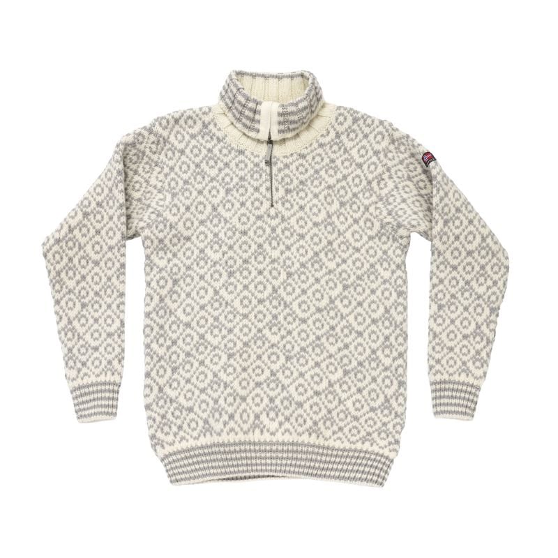SVALBARD Maglione con collo a cerniera in lana (OFFWHITE/GREY)