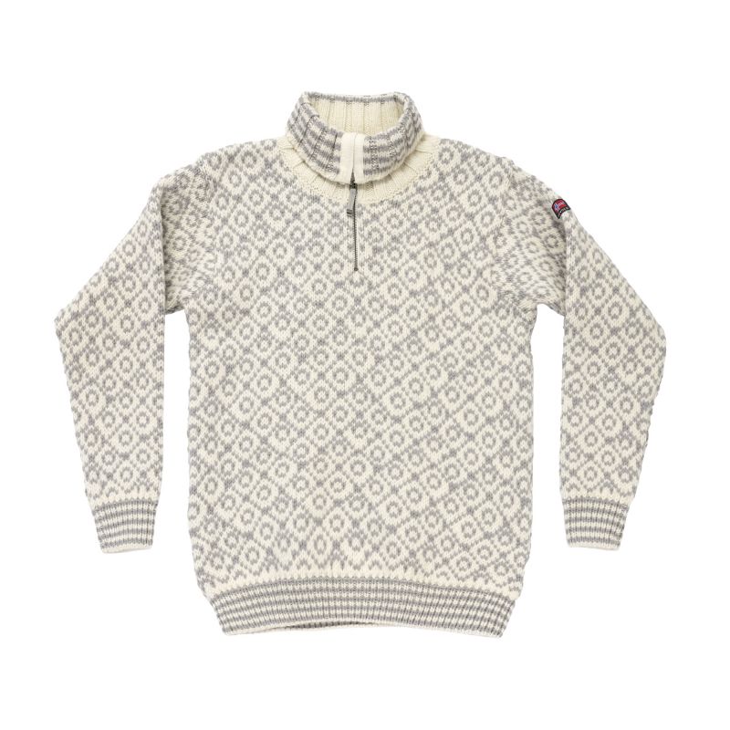 SVALBARD WOOL ZIP NECK villapaita (OFFWHITE/GREY)