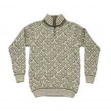 SVALBARD WOOL ZIP NECK Sweater (OLIVE/OFFWHITE)
