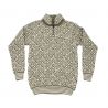 Pull SVALBARD WOOL ZIP NECK (OFFWHITE/GREY)