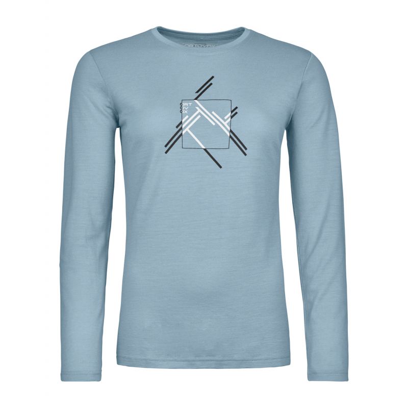 Langærmet top Ortovox 185 MERINO MTN CUTOUT LS W (glacier grey) Dame