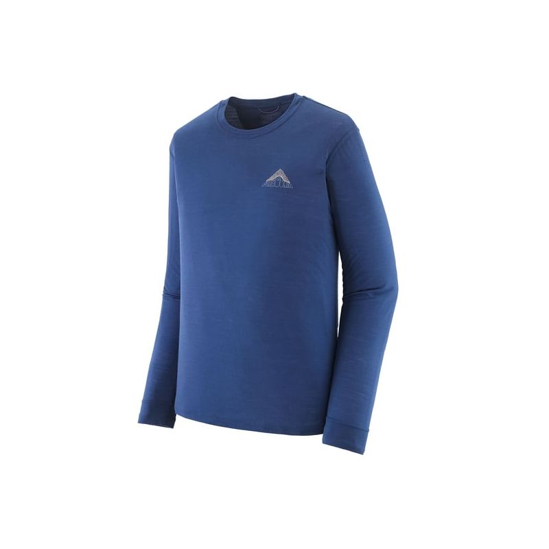 Technische top Patagonia M's L/S Cap Cool Merino Blend Graphic Shirt (Driftways: Clement Blue) Man