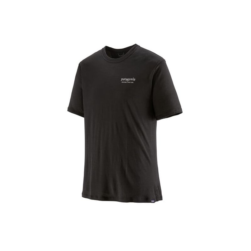 T-shirt Patagonia Cap Cool Merino Blend Graphic Shirt (Heritage Header: Black) Uomo