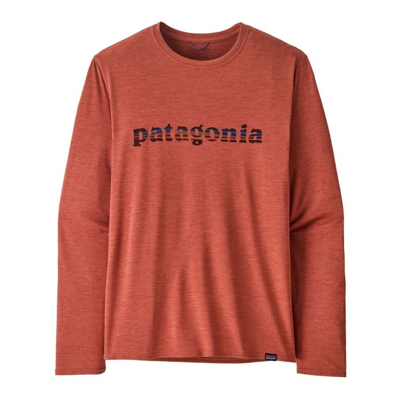 Pitkähihainen T-paita Patagonia M's L/S Cap Cool Daily Graphic Shirt ('73 Text Logo: Potters Red X-Dye) Mies