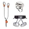 PETZL KIT VIA FERRATA EASHOOK Kit di via ferrata composto da una longe SCORPIO EASHOOK, un'imbracatura CORAX e un casco BOREO