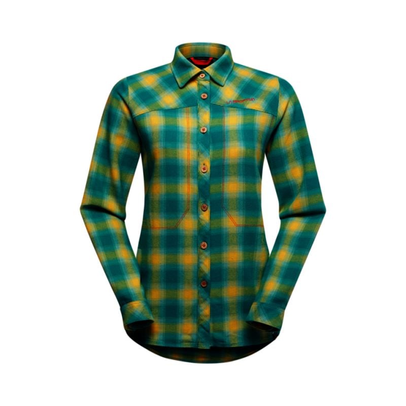 Camisa de escalada La Sportiva Rambler Flannel Shirt W (Everglade/Cherry Tomato) Mujer