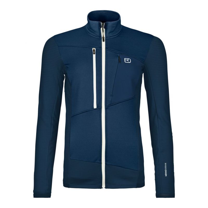 Fleece Ortovox FLEECE GRID JACKET W (deep ocean) Kvinder