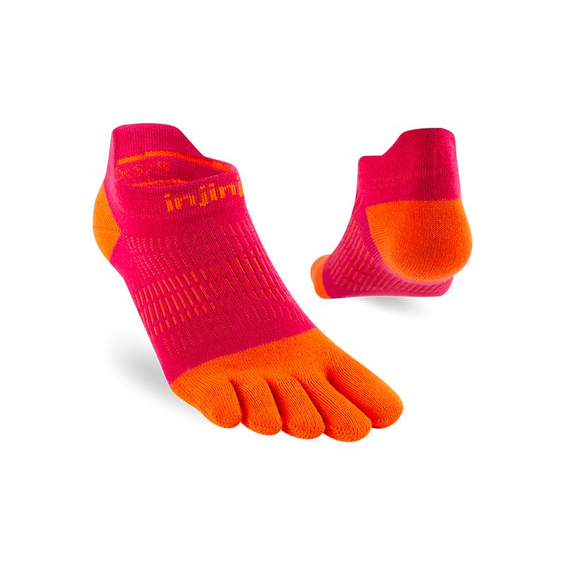 Sokken voor hardlopen INJINJI Women's Run Lightweight No-Show (Chili) Vrouwen