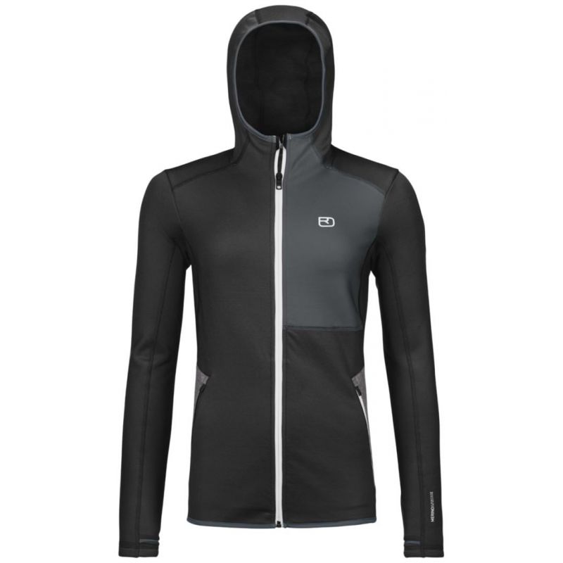 Naisten Ortovox FLEECE HOODY W (musta korppi) fleeceä